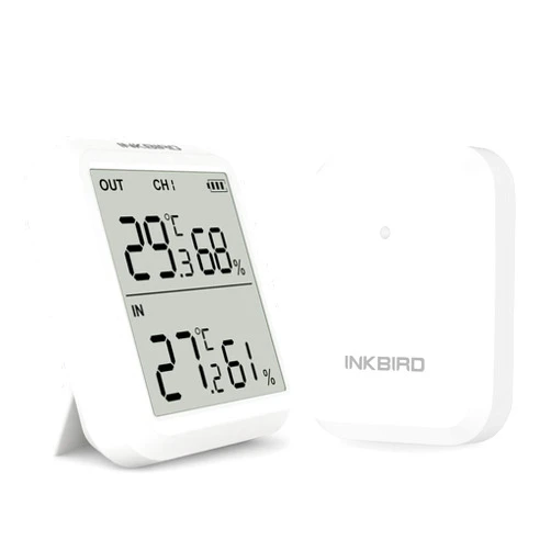 Inkbird ITH-20R Digital Hygrometer Indoor Outdoor Thermometer Wireless Room Thermometer with Sensor Waterproof Accurate Temperature Display for House Room Kitchen Courtyard Brewhouse Public Places