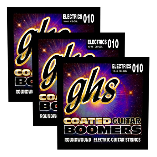 GHS Strings CB-GBL Coated Boomers Nickel Electric Guitar Strings, Light, 3 Sets of CB-GBL