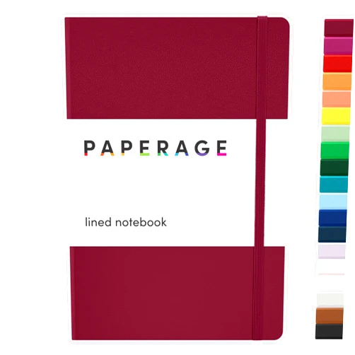 PAPERAGE Lined Journal Notebook, (Burgundy), 160 Pages, Medium 5.6 inches x 8 inches - 100 GSM Thick Paper, Hardcover