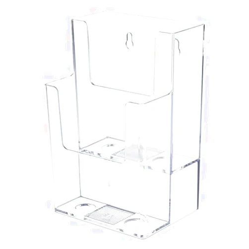 SOURCEONE.ORG Source One LLC 4-Inch Wide 2 Tier TriFold Brochure Holder, Clea (1 Pack)