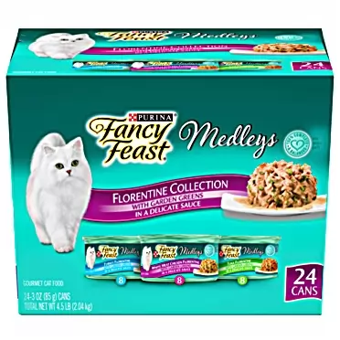 Purina Fancy Feast Medleys Adult Wet Cat Food Variety Pack Florentine - Chicken, Tuna, Turkey (24) 3 oz. Cans