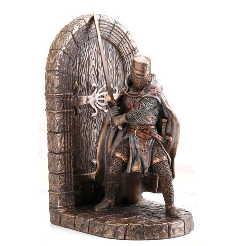 Veronese Design 7 5/8 Inch Maltese Crusader Armored Knight Guarding Door Decorative Bookend Cold Cast Resin Bronze Finish Sculpture Statue