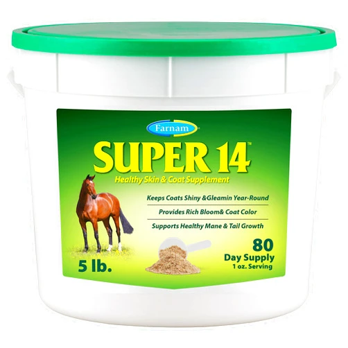 Farnam Store Farnam Super 14 Healthy Skin & Coat Supplement for Horses, Keeps Coats Shiny & Gleaming Year-Round 5 Pound, 80 Day Supply