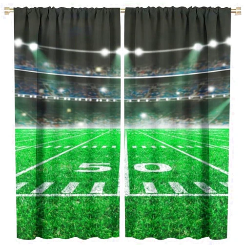 SGLyuliang Sports themed bedroom curtains, circular football field art style bedroom curtains under the spotlight, suitable for bedrooms, living rooms, private offices and corporate offices 42xL45 Inch Decor