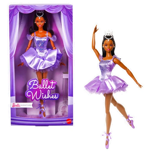 Barbie Signature Ballet Wishes Doll, Collectible Fashion Doll in Satiny, Purple Tutu with Black Ponytail Hair and Giftable Packaging