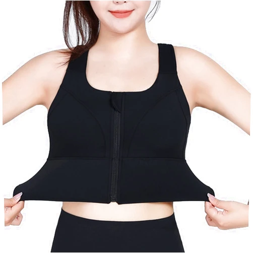 BZGTZT Women's Zip Front Sports Bras Plus Size Longline Fitness Crop Tops High Impact Tank Gym Yoga Workout Shirts