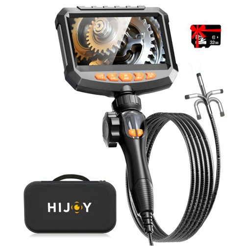 Hijoy Articulating Borescope Camera with Light - 5'' 1080P HD Display Industrial Endoscope Inspection Camera 5.5FT Snake Camera for Automotive HVAC and Industrial Mechanics