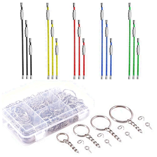Swpeet 45Pcs Metal Wire Keychains Kit and 300Pcs Key Chain Rings Kit