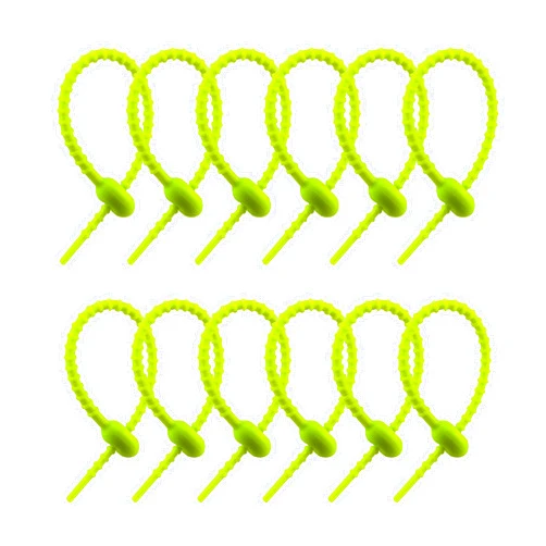 GWOZI Silicone Cord Ties 7.28 Inches - Zip Cable Ties Reusable - Silicone Cable Ties Organizer for Electrical, Charging Cords - Cord Keepers for Cables in Home, Office, Kitchen, School, 12 Pcs