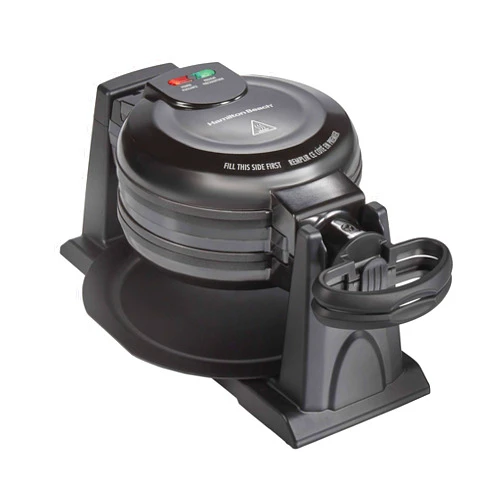 Hamilton Beach 26201 Belgian Waffle Maker with Removable Nonstick Plates, Double Flip, Makes 2 at Once, Black