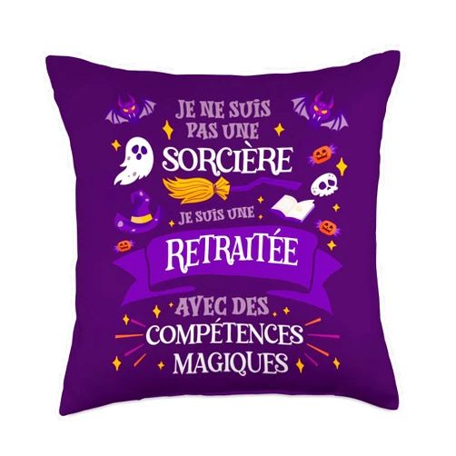Idée Cadeau Retraite Original Femme Humour Rigolo Pas Une Sorcière Je Suis Une Retraitée Femme Cadeau Retraite Throw Pillow