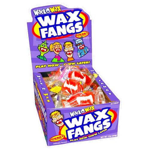 Tootsie Roll Wack-O-Wax Fangs, 24-Count Box, Cherry Flavor