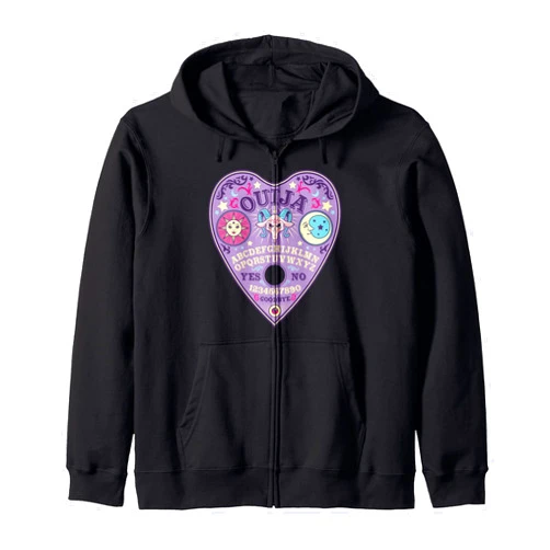 The Weird Shop Gothic Ouija Board Planchette Witchcraft Paranormal Costume Zip Hoodie