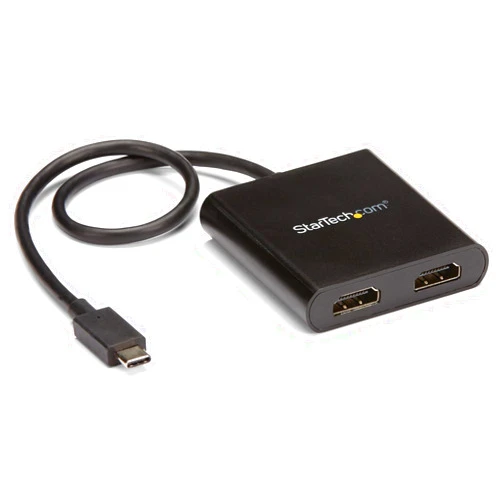 StarTech.com USB-C to Dual HDMI Adapter, USB Type-C Multi-Monitor MST Hub, Dual 4K 30Hz/1080p 60Hz HDMI Laptop Display Extender / Splitter, Extra-Long Built-In Cable, Windows Only (MSTCDP122HD)