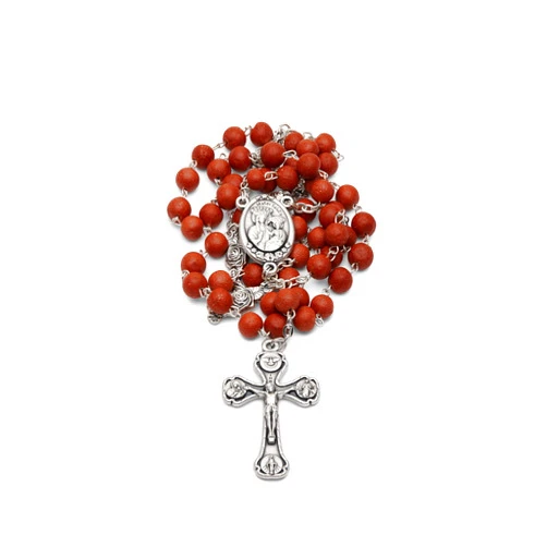 Mondo Cattolico Rosary Beads catholic for Women and Men Blessed During Pope's Angelus, Original Rose Scented Rosary with Our Lady of Good Health Center Medal - Perfect catholic gifts