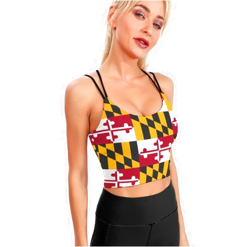 Partrest Workout Tops 80S Geometric Tropical Gold Elements Sports Bras Tank tops for Women Gym Running Yoga Crop Top