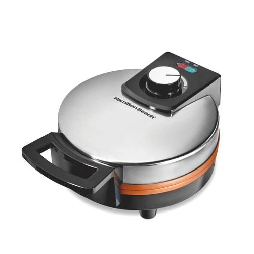Hamilton Beach Belgian Waffle Maker with PFAS-Free Non-Stick Ceramic-Coated Plates, Browning Control, Indicator Lights, Stainless Steel (26081)