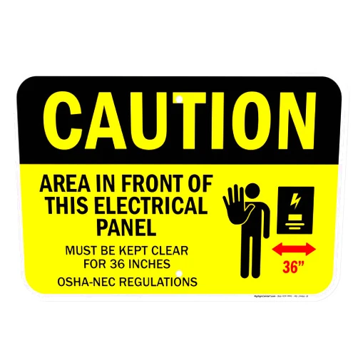 My Sign Center Caution Area In Front Of This Electrical Osha-nec Regulations Graphic Sign, 12x18 Inches, Rust Free .063 Aluminum, Fade Resistant, Made in USA by My Sign Center