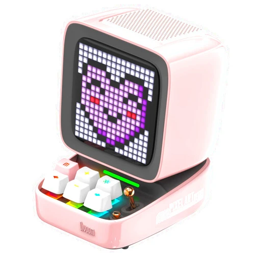 Divoom Ditoo Retro Pixel Art Game Bluetooth Speaker with 16X16 LED App controlled Front Screen (Pink)