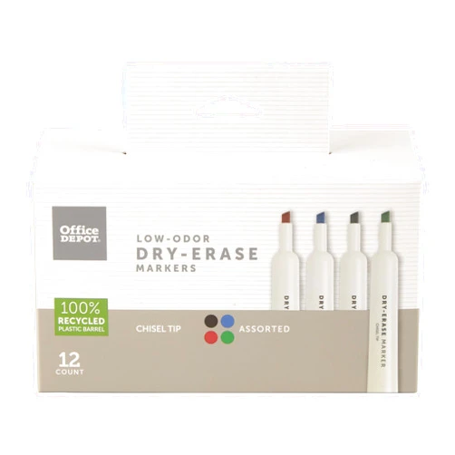 Office Depot Low-Odor Dry-Erase Markers, Chisel Point, Assorted, Pack Of 12, BY1066-MX