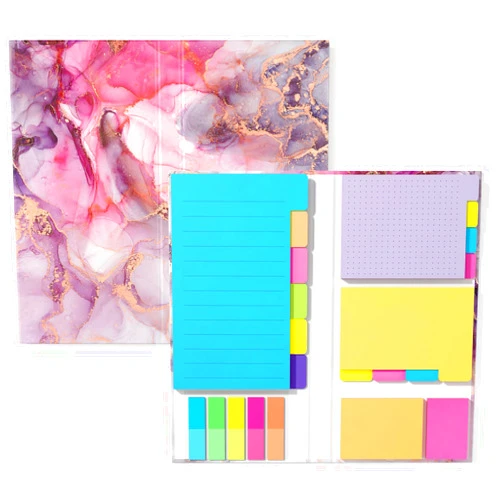 Rouidr Sticky Notes Set, 410 Sheets Self-Stick Note Pads Book, Bright Colors, Super Sticking Power, School Supplie, Office Supplies, Notebook Memo, Assorted Size Small & Large, Cute Desk Supplies