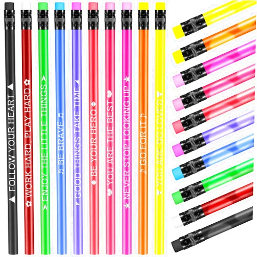 Eersida 40 Pcs Color Changing Mood Pencil with Motivational Sayings Inspirational Pencils 2b Changing Pencil Heat Assorted Thermochromic Pencils with Eraser for Student (Classic Color,Motivational Style)