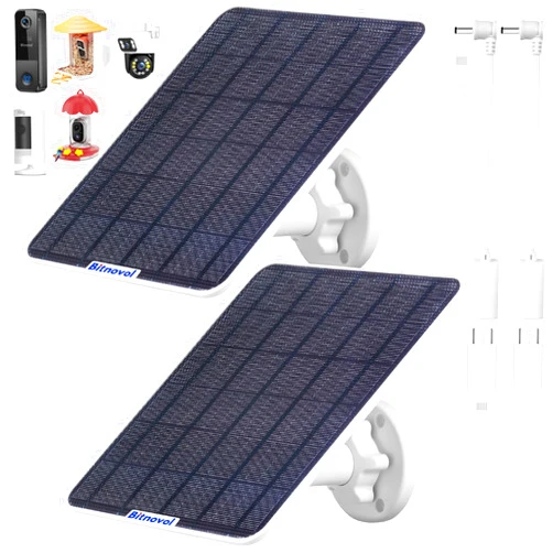 Bitnovol 8W Upgraded Solar Panel for Bird Feeder Camera - USB C Solar Panels Charger Compatible with Rechargeable Battary Powered Camera Outdoor,Camera Solar Panel with IP65,360° Swivel Bracket(2 Pack)