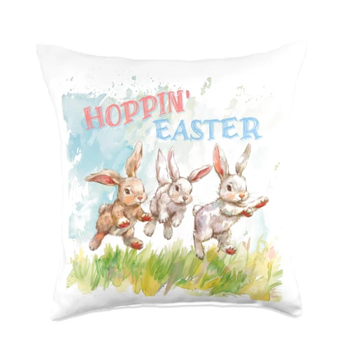 Martha and Coco Hoppin' Easter Throw Pillow