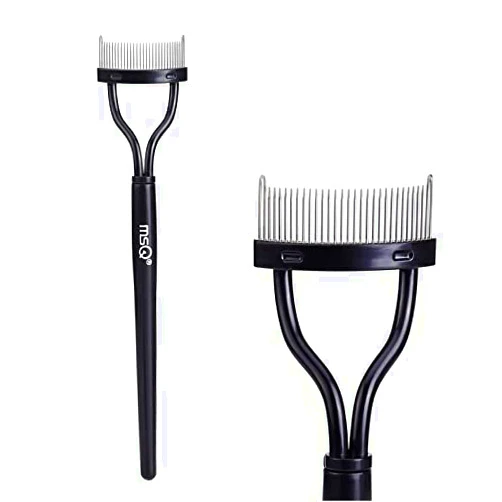 MSQ Eyelash Comb MSQ Eyelash Separator Mascara Applicator Eyelash Definer With Comb Cover Arc Designed Cosmetic Brushes Tool Black (1PCS)