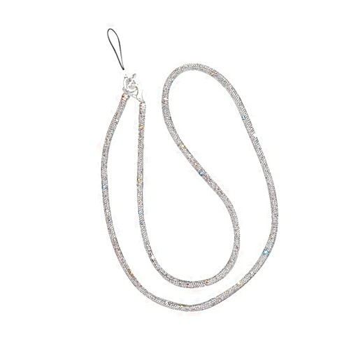 LUVI Bling Phone Lanyard Crossbody for Woman Shoulder Strap Diamond Rhinestone Chain Cute for Phones and Bags Silver