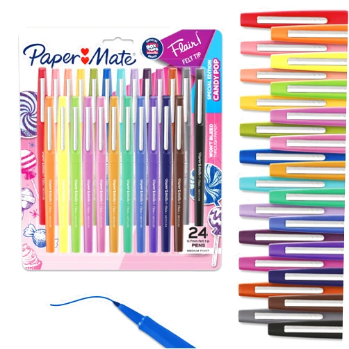 Paper Mate Flair Felt Tip Pens, Medium Point 0.7 Millimeter Marker Pens, Back to School Supplies for Teachers & Students, Assorted Colors, 24 Count