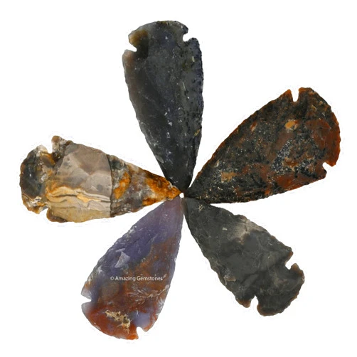 Amazing Gemstone 5 Pieces Fancy Jasper Arrowhead, Crystal and Healing Stone Flint Rock Arrow Head - 2