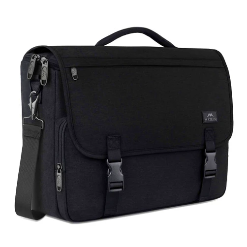 MATEIN Messenger Bag for Men, Women Briefcases Lightweight Men's Laptop Bag 15.6 inch Water Resistant Crossbody School Satchel Bags for Boys Computer Work Office Bag with Shoulder Strap, Black