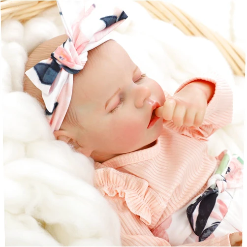 Kdudgso Realistic Reborn Baby Dolls 18 inch Full Body Vinyl Lifelike Newborn Bebe Doll Girl Real Life Like Realistas Muñecas para Niñas Sleeping with Birth Certificate & Feeding Toy Kit Gifts for Kids Age 3+
