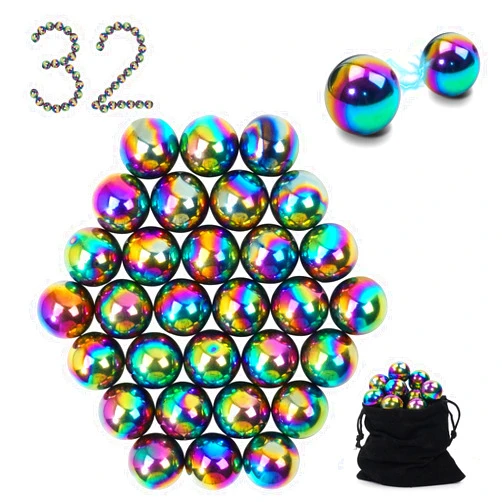 AYXXZJD 32 Pcs Magnetic Balls Fidget Toy,Adult Fidget Toys, Science Kit for Anxiety Relief,Office Desktop Decoration, Anti Anxiety, Executive Desk Toys ,Building Crafts for Teens Party Favors Gift(Colorful)