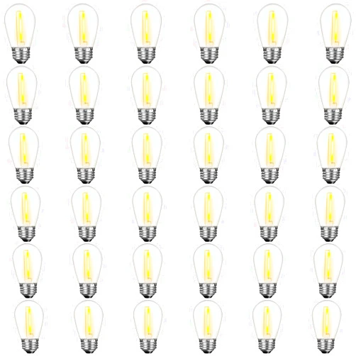 GvvooHome 36 Pack S14 LED Bulbs for Outdoor String Lights, Shatterproof Replacement Edison Bulbs for Patio String Lights Outdoor Waterproof, Warm White 2200K, Dimmable, E26 Standard Base
