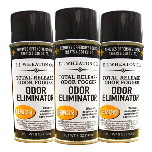E.J. WHEATON CO. E.J. Wheaton - Odor Eliminator, Total Release Odor Fogger, 3 Pack, Effectively Deodorizes and Neutralizes Foul Odors on Contact, Lemon (5 OZ)