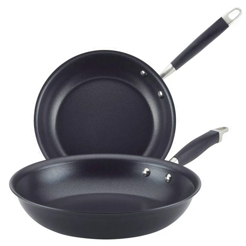 Anolon Advanced Home Hard-Anodized Nonstick Skillets (2 Piece Set- 10.25-Inch & 12.75-Inch, Onyx)