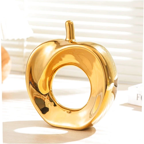 WEIDILIDU Apple Golden Ceramic Statue - Statue Home Decoration - Pottery Decoration Sculpture Large 9 Inch 6 Color Creative Home Bright Paint (Golden Apple)