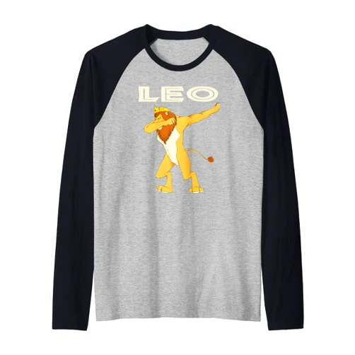 Dabbing Lion Leo August Birthday Shirts Mens Dabbing Leo August Birthday Gift-Kings are Born In August Raglan Baseball Tee