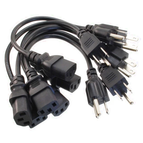 CABLESONLINE.COM ATLANTIC COMPUTERTECH CablesOnline 6-Pack 1ft. Short 3-Conductor PC Power Cord, 18AWG NEMA 5-15P to IEC-60320-C13 Cable, PC-111-6