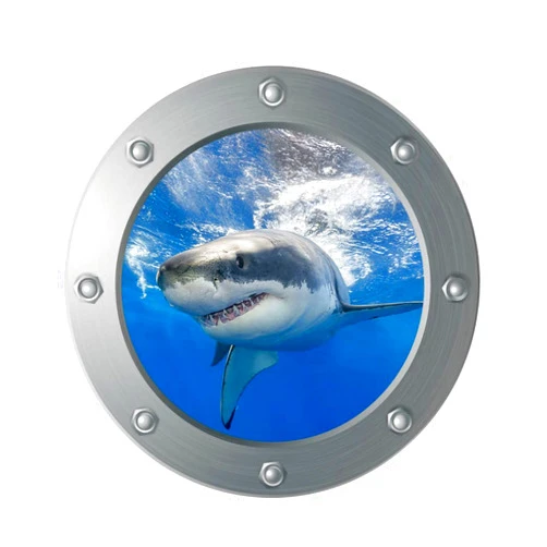 MILISTEN 3D Under The Sea Nature Scenery Removable Shark Wall Decals Animals Wall Sticker for Bathroom Bedroom Door Kids Baby Nursery Room