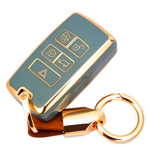HOUTIAN for Land Rover Key Fob Cover with Keychain 5 Buttons Protection Key Case Accessories Fit for 2018-2025 Land Rover Range Rover Evoque Sport Vogue Discovery 5 Jaguar E I-PACE