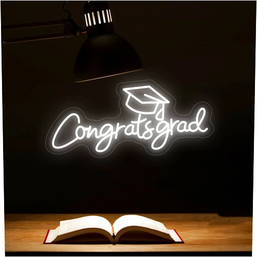 UOPUDSIR Congrats Grad Neon Sign,UOPUDSIR Congrats Neon Sign, Grad Neon Light Custom Dimmable Large for Congratulations Graduation Gifts with Hat 2023 Congrats Neon for Class Grad Party (Grad Hat)