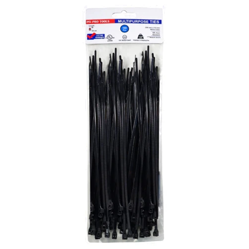 PFi PRO TOOLS 8 Inch UV-Resistant Cable Ties - 100 Pack, Heavy Duty, Black