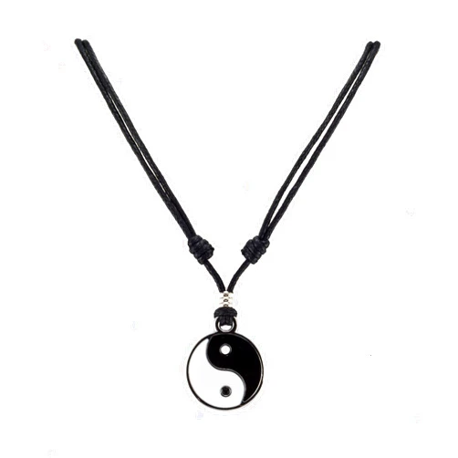 BlueRica Yin and Yang on Adjustable Black Cord Necklace