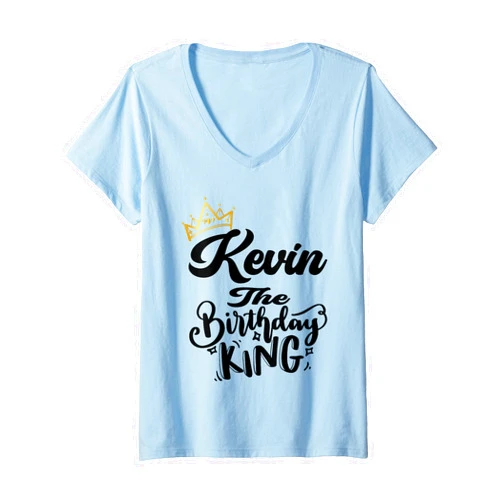 Happy Birthday Kevin The Birthday King Men Boys Womens Kevin The Birthday King Happy Birthday Shirt Men Boys Teens V-Neck T-Shirt