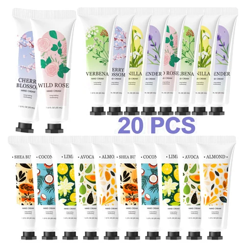 spa luxetique 20 Pack Hand Cream Gifts Stocking Stuffers for Women Hand Lotion for Dry Cracked Travel Size Mini Moisturizing Lotion Gifts for Women Appreciation Gifts 20 x 1.0 oz/30ml