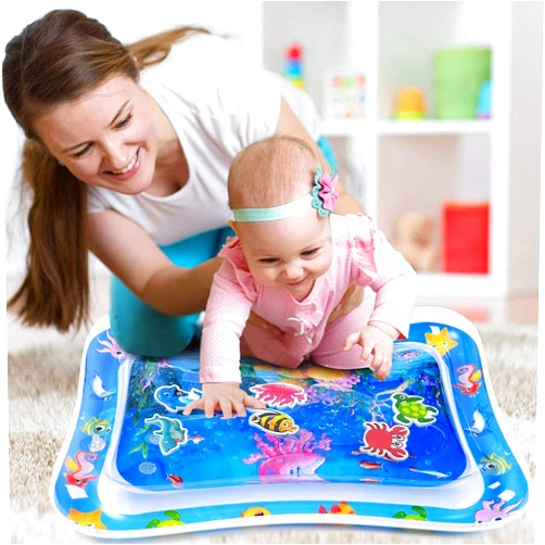 Hopeyard Tummy Time Water Mat Inflatable Play Mat Sensory Toys for Baby Early Development Activity Centers Infants & Toddlers 3 6 9 Months Newborn Girls Boys
