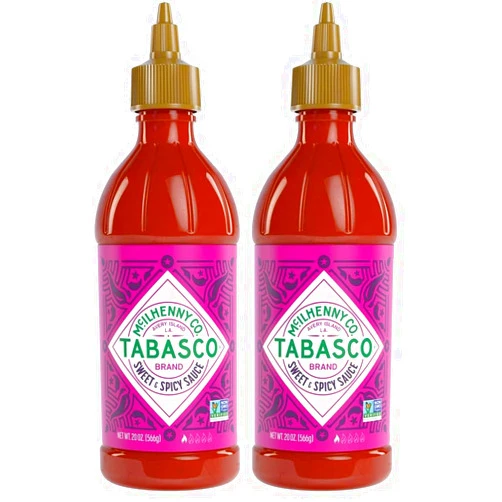 TABASCO Brand Sweet and Spicy Sauce, Mild Hot Sauce, Easy-to-Squeeze Bottle, Perfect Balance of Sweet & Heat, Versatile Flavor, Great on Fish Tacos, Salads, Asian Food & More, 20 Oz (Pack of 2)